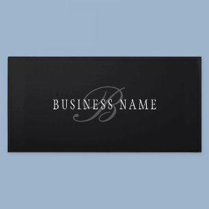 Elegant Customizable Monogram   Black Grey White Door Sign