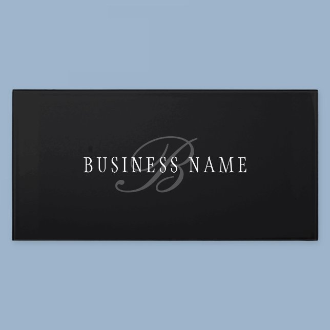 Elegant Customizable Monogram | Black Grey White Door Sign (Creator Uploaded)