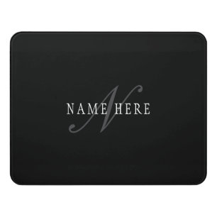 Elegant Customizable Monogram Black Grey White Door Sign