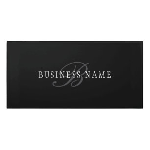 Elegant Customizable Monogram Black Grey White Door Sign
