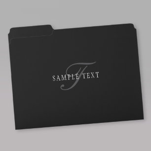 Elegant Customizable Monogram Black Grey White File Folder