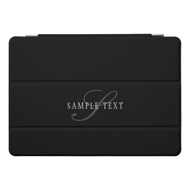 Elegant Customizable Monogram | Black Grey White iPad Pro Cover (Horizontal)