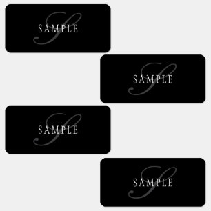 Elegant Customizable Monogram Black Grey White Labels