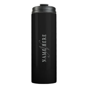 Elegant Customizable Monogram   Black Grey White Thermal Tumbler