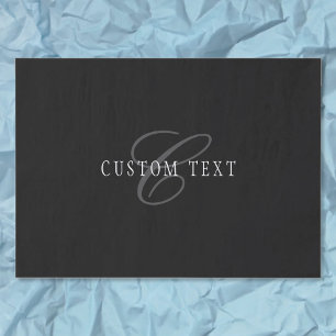 Elegant Customizable Monogram   Black Grey White Tissue Paper