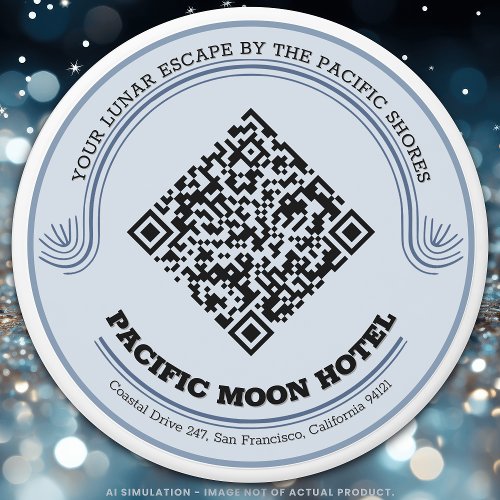 Elegant Customizable 'Pacific Moon Hotel' QR Code Mini Candle Favors