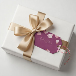Elegant Customizable Pink Petal Gift Tag