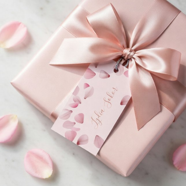 Elegant Customizable Pink Petal Gift Tags (Creator Uploaded)