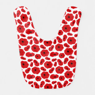 Elegant Customizable Poppy Flower Baby Bib