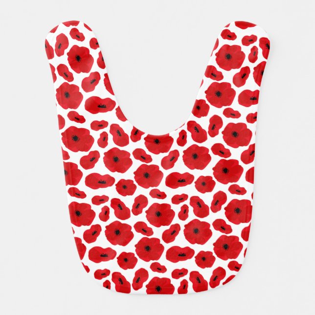 Elegant Customizable Poppy Flower Baby Bib (Front)