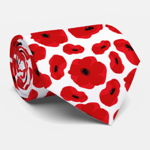 Elegant Customizable Poppy Flower Neck Tie