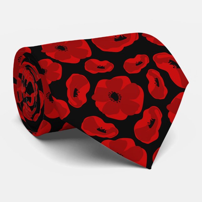 elegant customizable poppy flower  neck tie (Rolled)