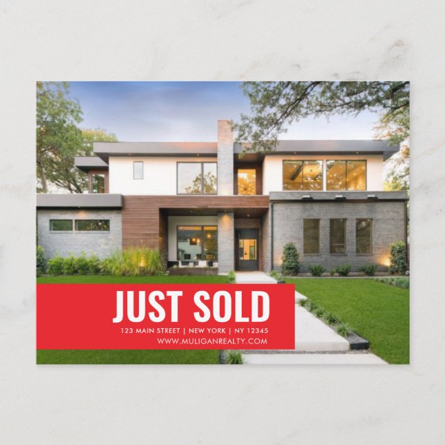 Elegant Customizable Real Estate - JUST SOLD Postcard (Front)