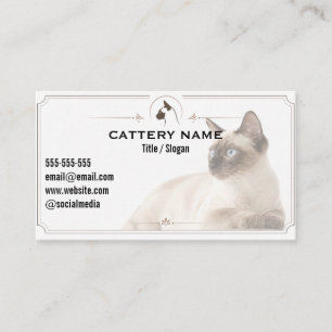 Elegant Customizable Siamese Cattery Business Card