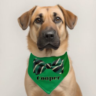 Elegant Customizable St. Paddy’s Day Green Bow Tie Pet Bandana Collar