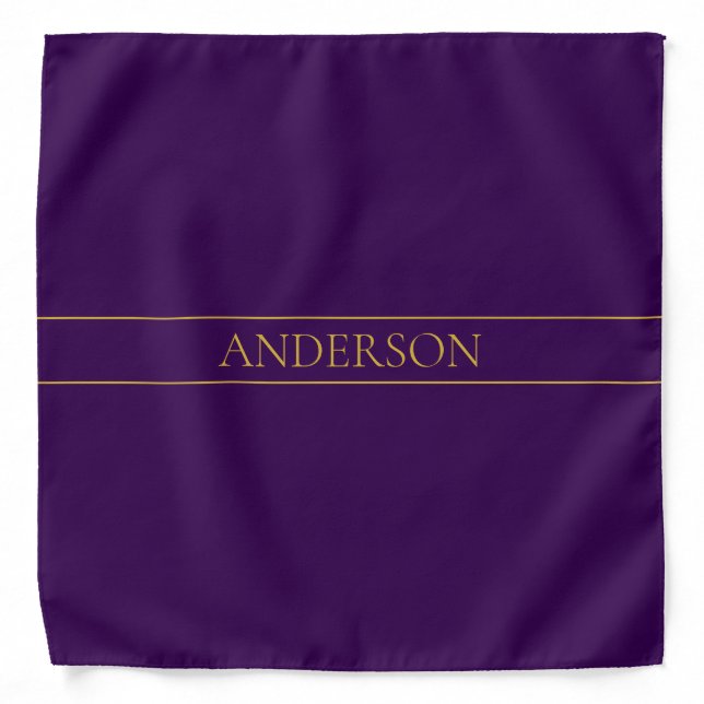 Elegant Customizable Text | Gold & Deep Purple Bandana (Front)