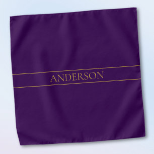 Elegant Customizable Text   Gold & Deep Purple Bandana