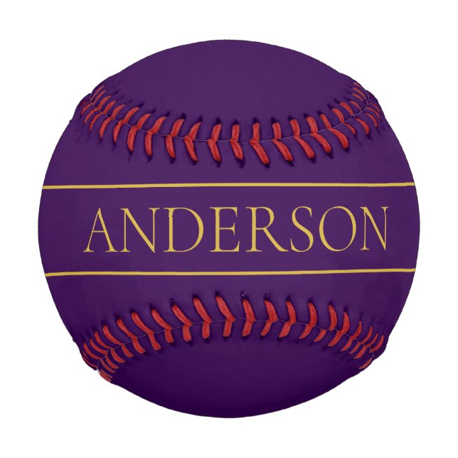 Elegant Customizable Text | Gold & Deep Purple Baseball (Front)
