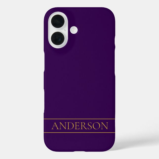 Elegant Customizable Text | Gold & Deep Purple Case-Mate iPhone Case (Back)