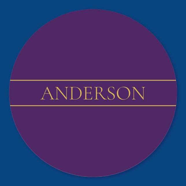 Elegant Customizable Text | Gold & Deep Purple Classic Round Sticker (Creator Uploaded)