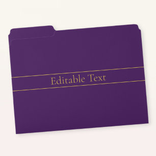 Elegant Customizable Text Gold & Deep Purple File Folder