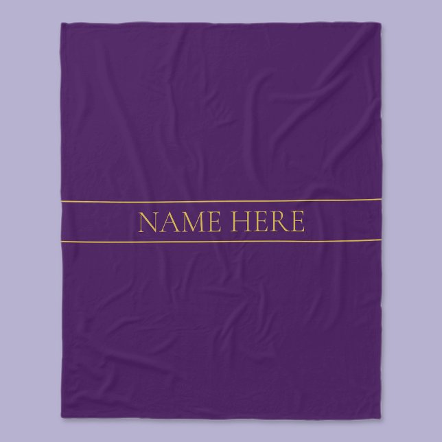 Elegant Customizable Text | Gold & Deep Purple Fleece Blanket (Creator Uploaded)