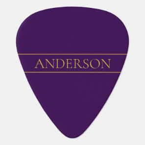 Elegant Customizable Text | Gold & Deep Purple Guitar Pick