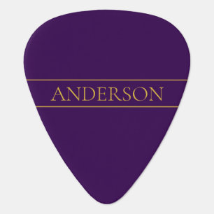 Elegant Customizable Text Gold & Deep Purple Guitar Pick