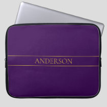 Elegant Customizable Text | Gold & Deep Purple Laptop Sleeve