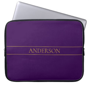 Elegant Customizable Text   Gold & Deep Purple Laptop Sleeve