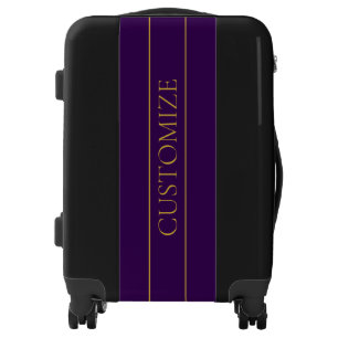 Elegant Customizable Text   Gold & Deep Purple Luggage