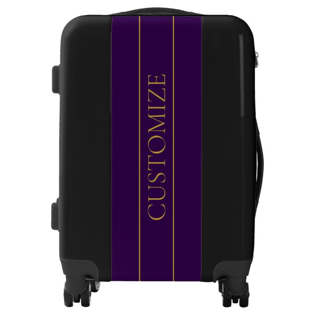 Elegant Customizable Text | Gold & Deep Purple Luggage (Front)
