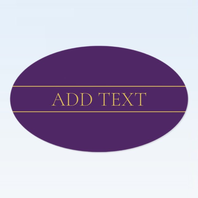 Elegant Customizable Text | Gold & Deep Purple Oval Sticker (Creator Uploaded)