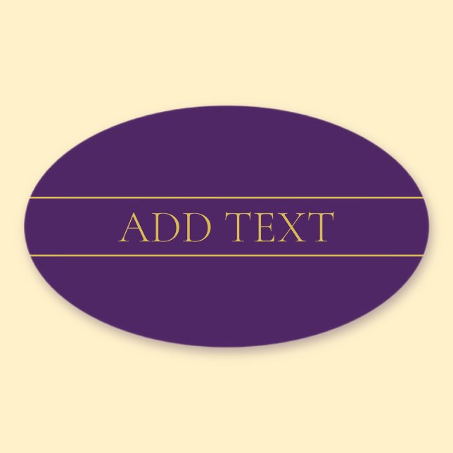 Elegant Customizable Text | Gold & Deep Purple Oval Sticker (Creator Uploaded)