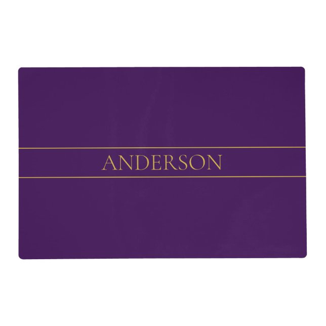 Elegant Customizable Text | Gold & Deep Purple Placemat (Front)