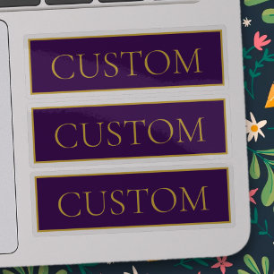Elegant Customizable Text   Gold & Deep Purple Sticker
