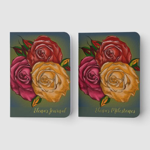 Elegant Customizable Warm Painted Roses Journal