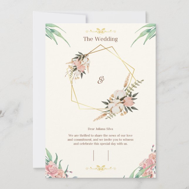  Elegant Customizable Wedding Invitation Template  (Front)