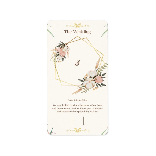  Elegant Customizable Wedding Invitation Template  Label (Front)
