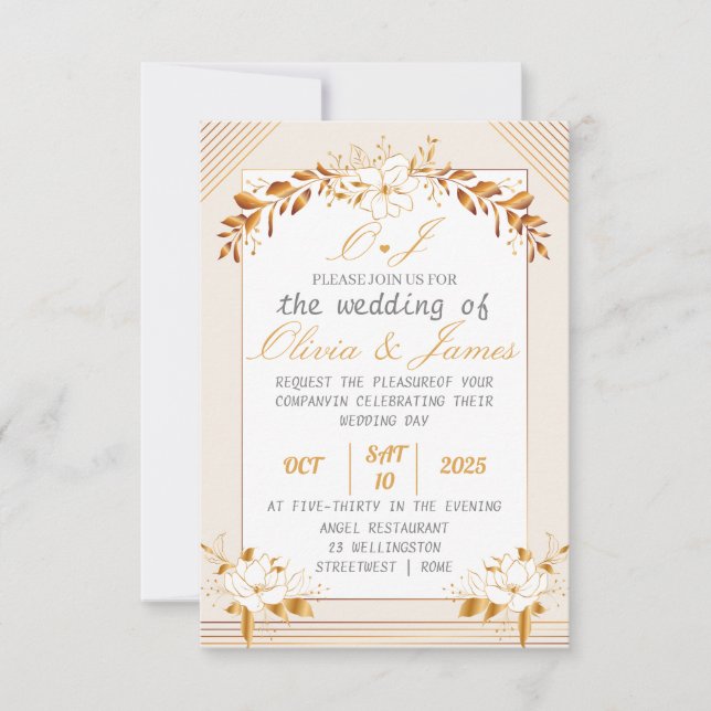 Elegant Customizable Wedding RSVP Card (Front)