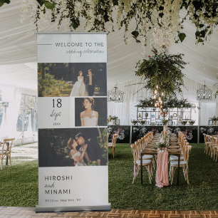 Elegant Customizable with Photos and Date Wedding Retractable Banner