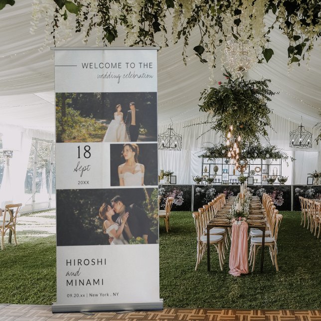 Elegant Customizable with Photos and Date Wedding Retractable Banner (Creator Uploaded)