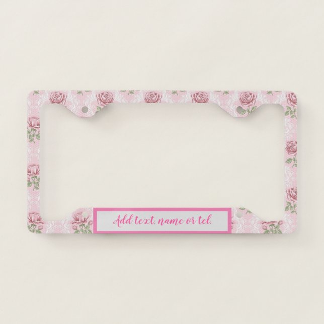 Elegant Customize Rose Modern Popular Floral License Plate Frame (Front)