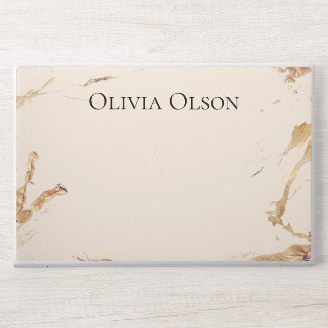 Elegant customized golden marble background HP laptop skin (Front)