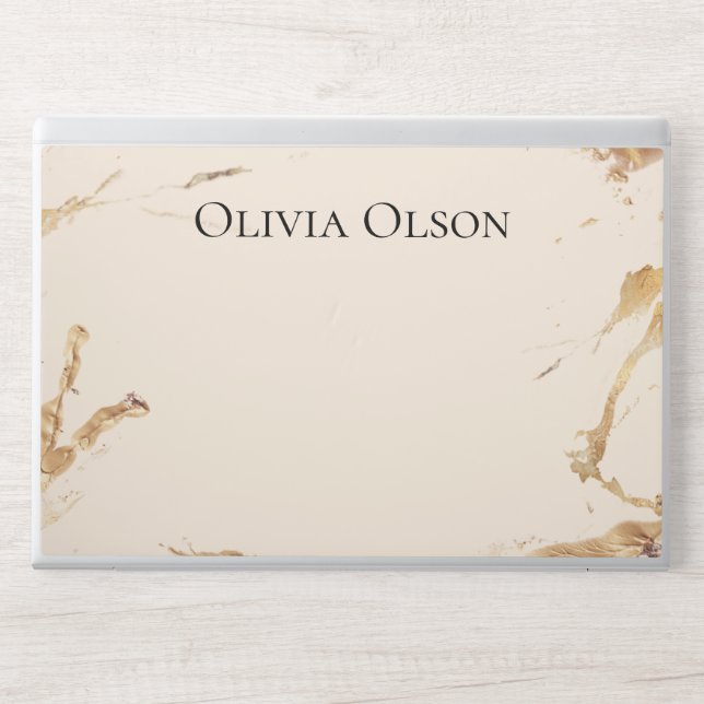 Elegant customized golden marble background HP laptop skin (Front)