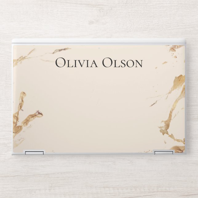 Elegant customized golden marble background HP laptop skin (Front)