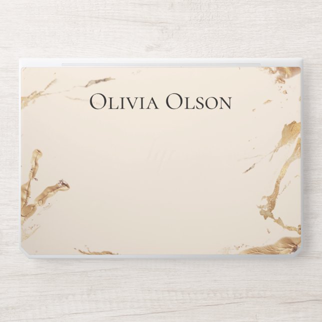 Elegant customized golden marble background HP laptop skin (Front)