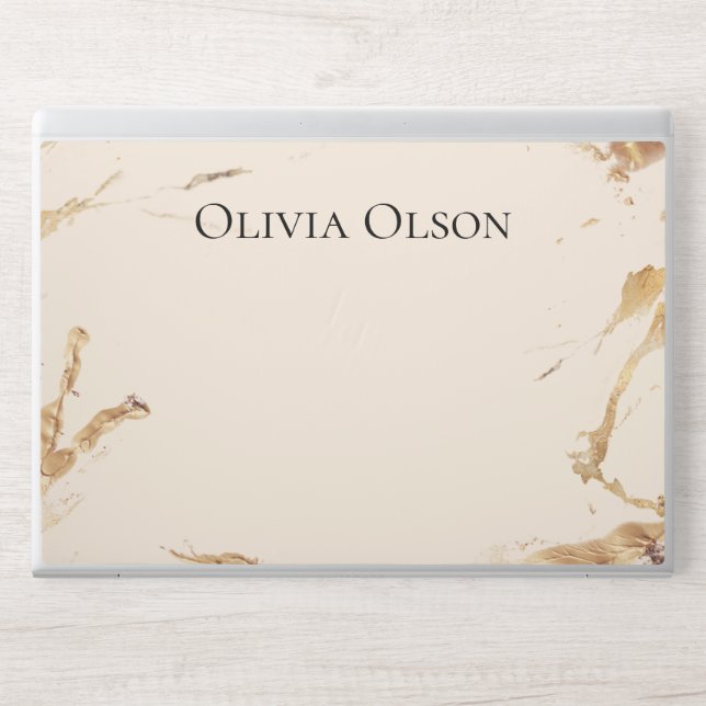 Elegant customized golden marble background HP laptop skin (Front)