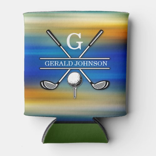 Elegant Customized Golf Monogram Design Can Cooler