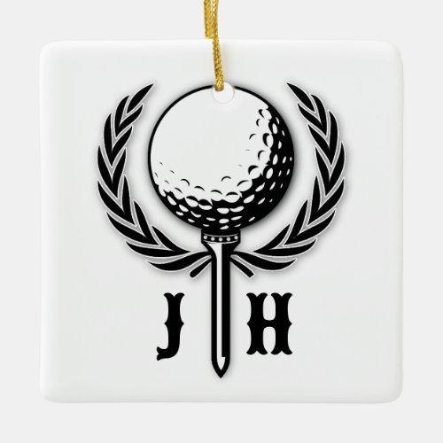 Elegant Customized Golf Monogram Design Ceramic Ornament